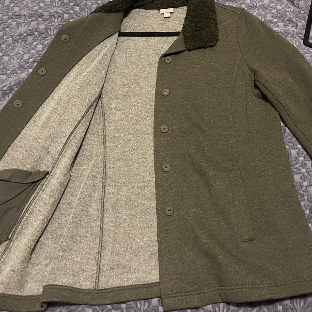 J. Jill Olive Pea Coat with Dark Collar - Picture 5 of 8